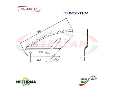 LS2014SX - TUNGSTENO - Lama per Carri UNIFEED  - Piegata - TRIOLET - (5 Pz.)
