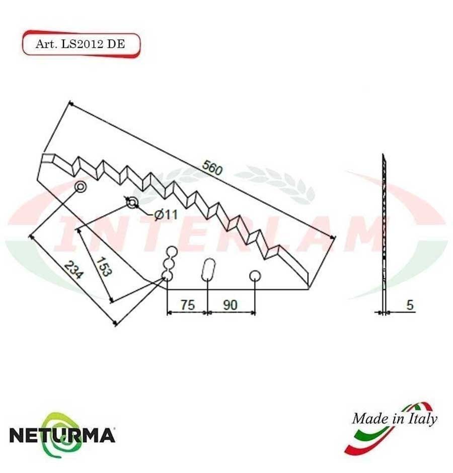 LS2012DX - Right - Knife for mixer wagon UNIFEED - Vertical - Toothed -MAYER