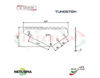 LS1000DX - TUNGSTENO - Lama per Carri UNIFEED - SGARABOLDI - (5 Pz.)