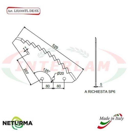 LS2006TLSX - Lama per Carri UNIFEED Verticale - SUPERTINO - (5 Pz.)