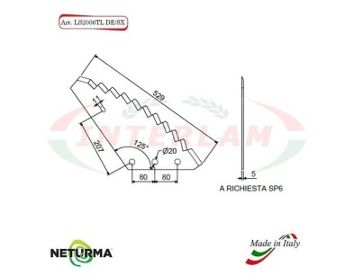 LS2016TLSX - Knife for mixer wagon UNIFEED - Vertical - CRAI - 5 Pcs.