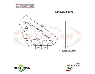 LS2006TLDX - TUNGSTENO - Lama per Carri UNIFEED - LAZZARONI - (5 Pz.)