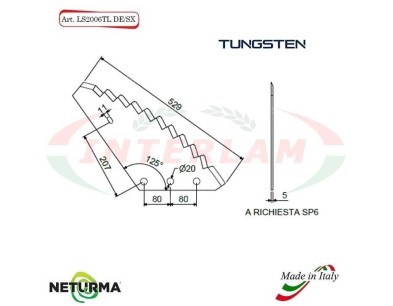 LS2006TLSX - TUNGSTENO - Lama per Carri UNIFEED  - SUPERTINO - (5 Pz.)