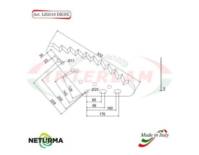 LS2016DX - Knife for mixer wagon UNIFEED Vertical - FARESIN - (5 Pcs.)