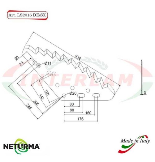 LS2016DX - Knife for mixer wagon UNIFEED Vertical - FARESIN - (5 Pcs.)