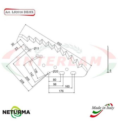 LS2016SX -Knife for mixer wagon UNIFEED Vertical - STORTI -  (5 Pcs.)
