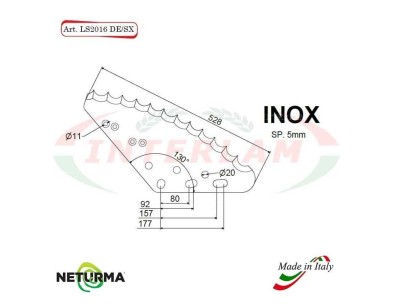 LS2016DX - INOX - Lama Per Carri UNIFEED Verticale - EUROCOMP - (1 Pz.)