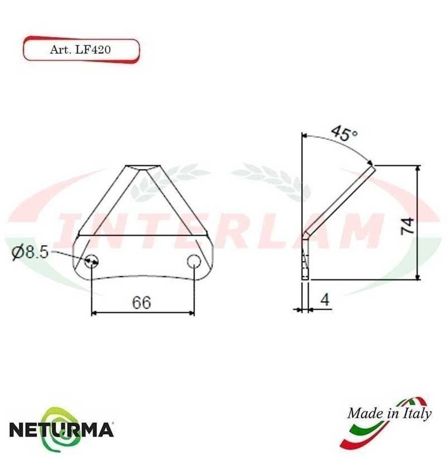 LF420 - Lama per FRESA Carri UNIFEED - PIEGATA 45° - STORTI - (25 Pz.)