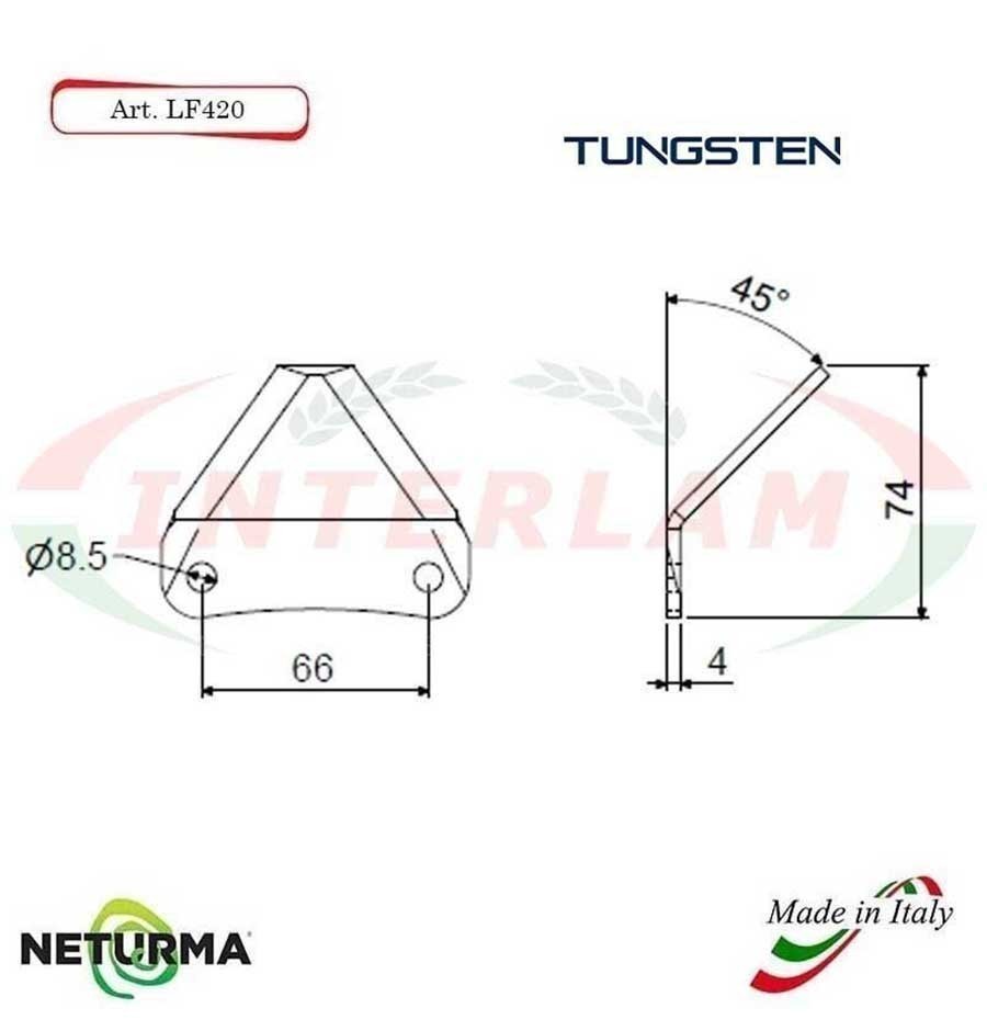 LF420T - TUNGSTEN - 45° knives for unifeed trailers and silage wagons - STORTI - (25 Pcs.)