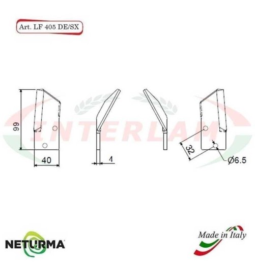 LF405SX - Lama per FRESA Carri UNIFEED -  PIEGATA -  STORTI - (25 Pz.)