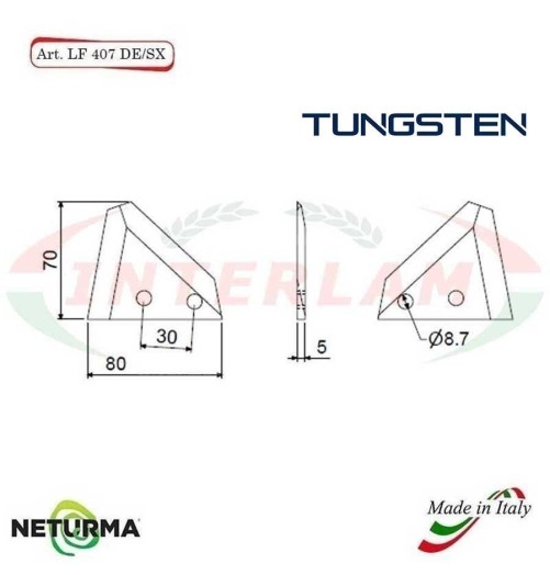 LF407DX - TUNGSTENO - Lama per FRESA Carri UNIFEED - AGM - GENERALMIX - SITREX - (25 Pz.)