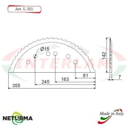 L321 - Knife for mixer wagons UNIFEED Toothed - Ø142 - ALIECO - 5 Pcs.