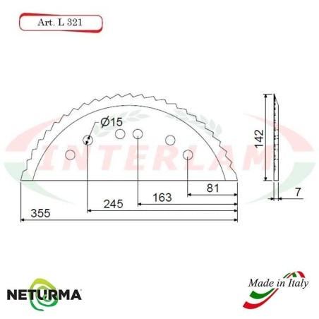 Lama per Carri UNIFEED L321 Dentata - Ø142 - ALIECO - (5 Pz.)
