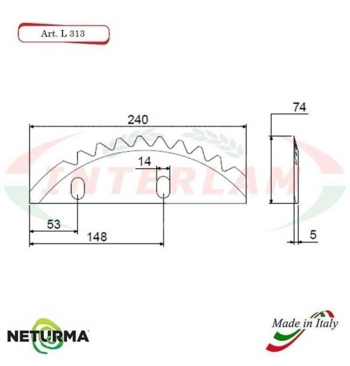L313 -Straw Chopping Knife Toothed -  ANNOVI - (4 Pcs.)