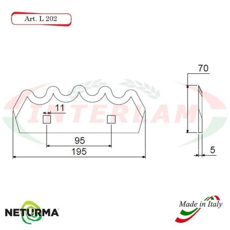 Lama per Carri UNIFEED L202 Dentata - Ø70 - ALIECO (10 Pz.)