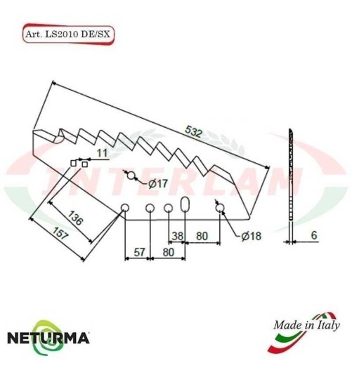 LS2010DX  Knife for mixer wagon UNIFEED - Vertical - Toothed - KUHN