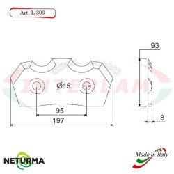 Knife for mixer wagons UNIFEED L306 toothed  Ø93 - ALIECO - (5 Pcs.)