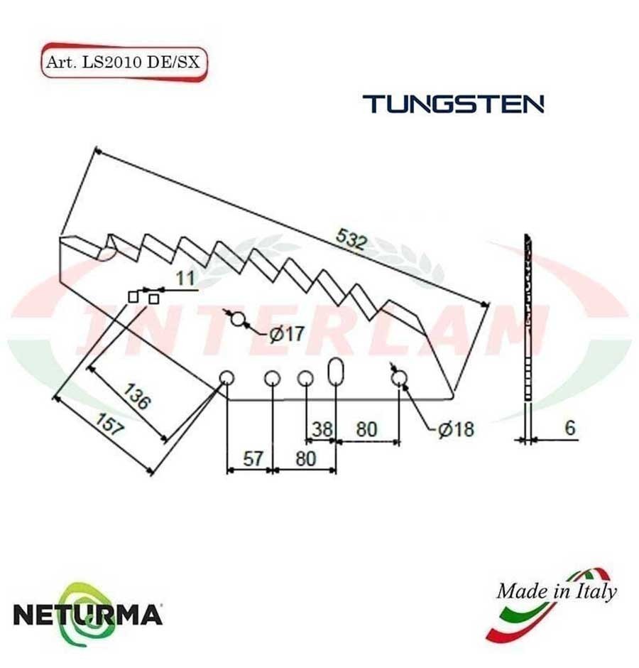 LS2010DX - TUNGSTENO - Lama per Carri UNIFEED - KUNH Unificata - (5 Pz.)