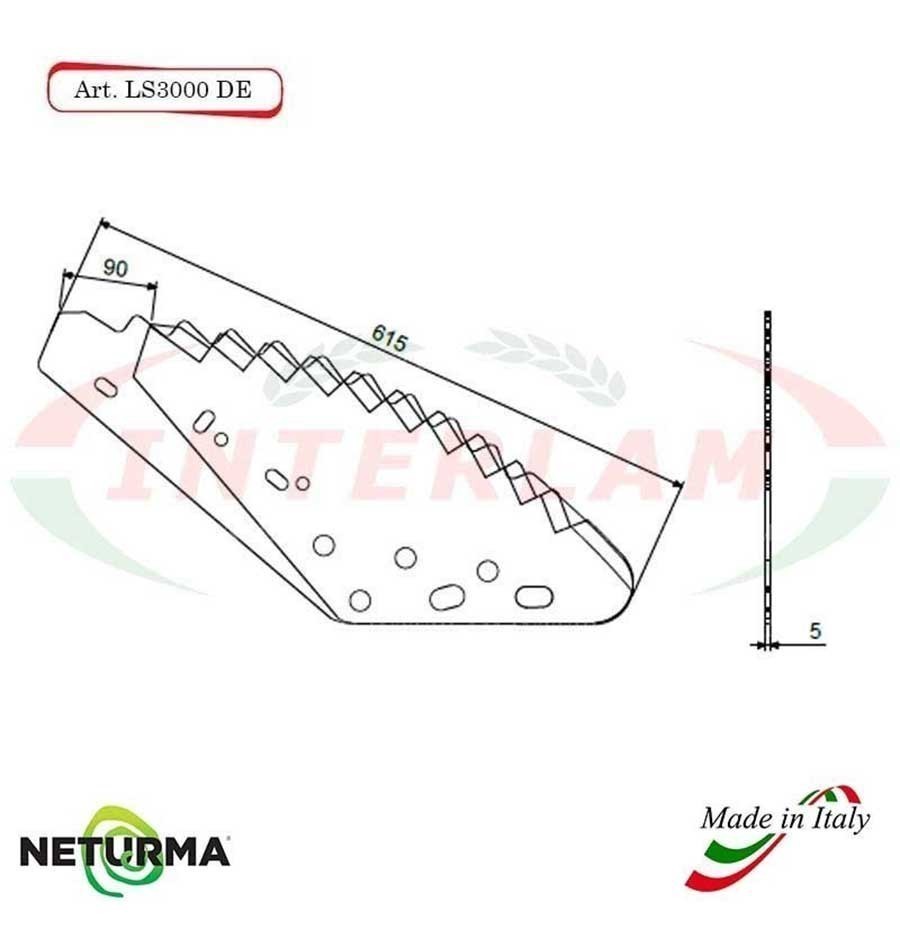 LS3000DX - Right - Knife for mixer wagon UNIFEED - Vertical  - Toothed  -3 Pcs
