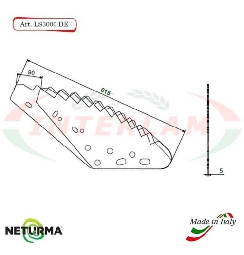 LS3000DX - Right - Knife for mixer wagon UNIFEED - Vertical  - Toothed  -3 Pcs