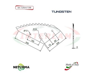 LS2017DX - TUNGSTENO - Lama per Carri UNIFEED -  SILOKING - (5 Pz.)